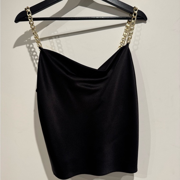 Alice + Olivia Black Camisole with Gold Chain Straps - Picture 2 of 7